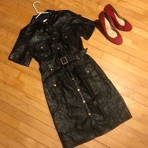 Calvin Klein vegan leather midi dress